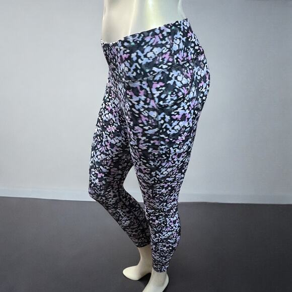 Avia Pink Blue Abstract High Waist Athletic Leggings Recycled Fabric L 10-12 - Picture 1 of 16